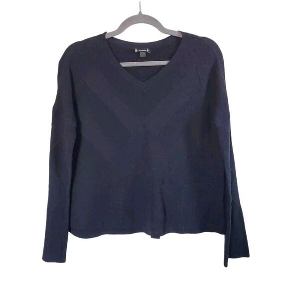 Smartwool Black Shadow Pine Cable V-Neck Boxy Sweater Wool Blend, Women's Small - Picture 1 of 12
